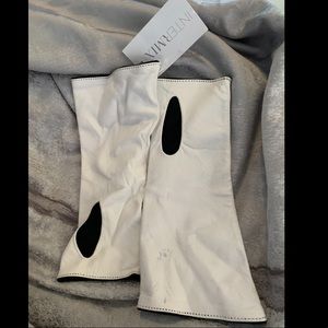 THE CUFF GLOVE white leather gloves intermix  7.5
